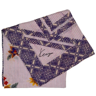 VTG Late 80s KENZO Silk Scarf Pale Purple Floral & Geometric Design: 89 x 89cm - Image 1 of 4