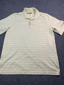 Greg Norman Shirt Mens Medium Yellow Striped Short Sleeve Polo Golf Casual - Picture 1 of 17