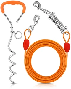 Petbobi Hunde-Bindekabel und Pfahl - 30 Fuß strapazierfähiges Kabel mit Feder, kein T... - Bild 1 von 6