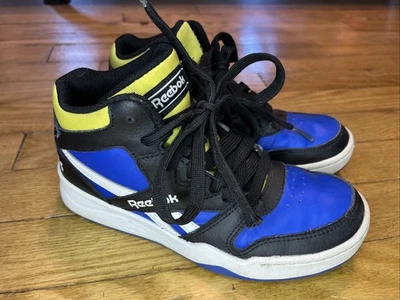 Reebok Size Hi Tops, Super Clean, Boys Size 1.5, Blue, Black, Yellow & White - Image 1 of 4