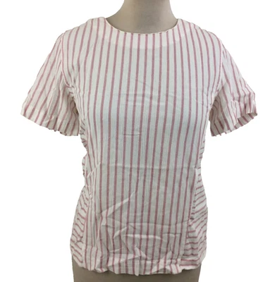Blusa Vero Moda Feminina Tamanho M Listra Rosa Branca Gola Redonda Média Usada F1 - Imagem 1 de 4