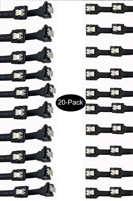 New 20-Pack Gigabyte SATA III 3 SSD HDD Hard Drive Data Cables w/Locking Latch - Image 1 of 4