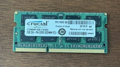 Genuine Crucial Micron 2GB 1600MHz PC3-12800 DDR3 Laptop RAM CT25664BF160B C16 - Image 1 of 4