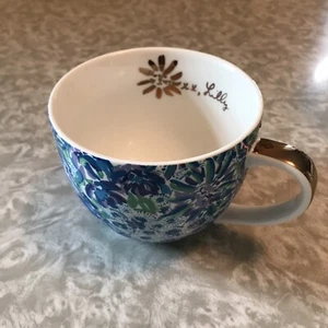 LILLY PULITZER 12 Ounce Ceramic Cup Blue Floral High Maintenanc Design X,X Lilly - Picture 1 of 4