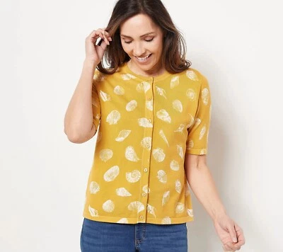 Isaac Mizrahi Live! Bridgehampton Printed Shell Cardigan - Dijon (Sz 2X) a483247 - Image 1 of 4