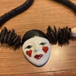 Vintage Statement Necklace Drama Mask 22" - Picture 1 of 1