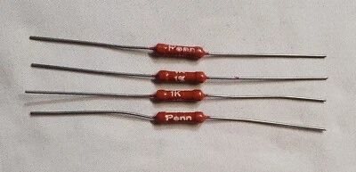 Lote de 4 resistores de cerâmica Penn 1% 1K Ohm circuito eletrônico de computador antigo - Imagem 1 de 4
