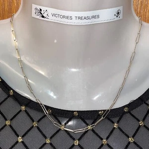 16” Paper Clip Necklace 925 Gold Plated - Picture 1 of 4