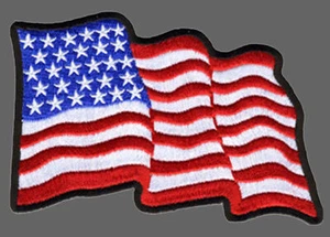 WAVING USA FLAG EMBROIDERED MILITARY UNIFORM HOOK PATCH - Picture 1 of 1