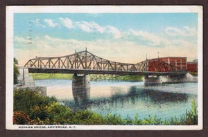 POSTAL MOHAWK BRIDGE AMSTERDAM NY Waterfront 1923 - Imagen 1 de 2