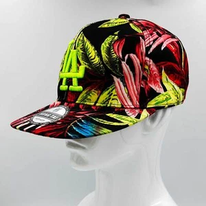 LA - Baseballmütze Sommer breite flache Krempe bestickt | buntes Blättermuster... - Bild 1 von 4