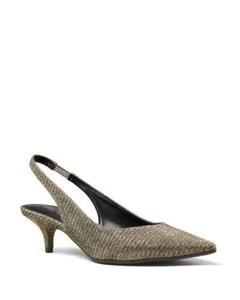 NEW: Michael Kors Ciara Flex Slingback Kitten Heel Pumps in Glitter Chain 7.5M  - Picture 1 of 4
