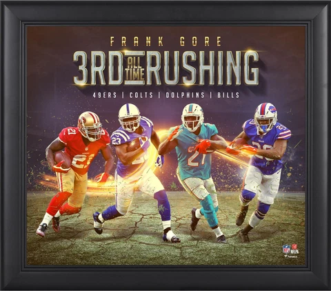 Frank Gore Buffalo Bills FRMD 15x17 3rd Most Career Rushing Yds All Time Collage Cover