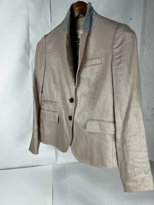 J. Crew Linen Blazer Pink Button Career School Small Pastel Lagenlook Coastal - Image 1 of 4