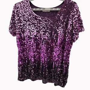 Top manga corta hombre mujer 3XL lentejuelas púrpura rosa - Imagen 1 de 7