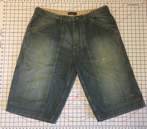 Sean John Jeansshorts Herren 38 Washed Denim Wide Leg Baggy Hip Hop Skate Y2K - Bild 1 von 16
