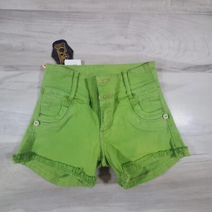 Damen Shorts grün Kokette Etikett Größe 3 Taschen Y2K Hippie Boho Fransen - Bild 1 von 15