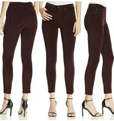 NUEVO CON ETIQUETAS Joe's Jeans Terciopelo The Charlie Tiro Alto Ajustado Tobillo Merlot Talla 24 Foto 1 de 4