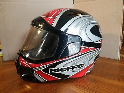 Casco Vintage BIEFFE GR 1400 Pequeño 56 EU - 7 EE. UU. Italia Moto - Rojo y Negro Foto 1 de 4