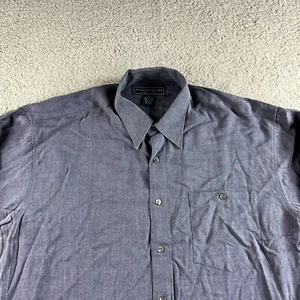 NEW Vintage Andrew Fezza Shirt Mens Medium Blue New York Rayon Long Sleeves 90s - Picture 1 of 11