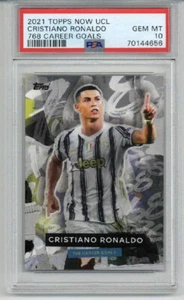 2021 TOPPS NOW UCL 768 CAREER GOALS CRISTIANO RONALDO PSA 10 LOW POP VERY RARE - Picture 1 of 2