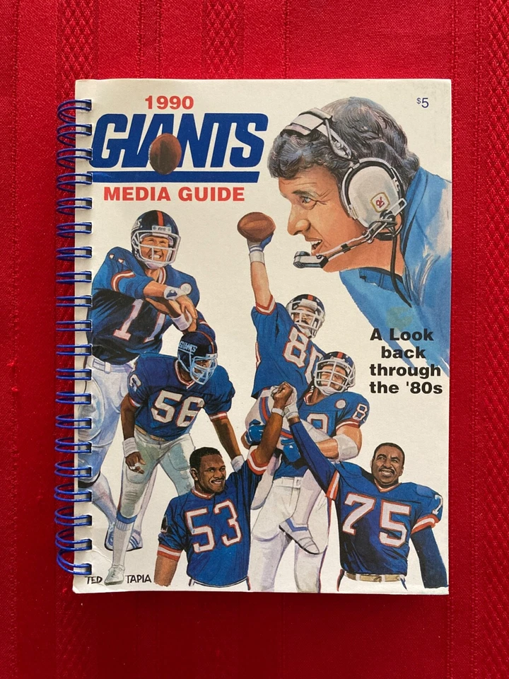 NFL New York Giants 1990 guía de medios / Campeones del Super Bowl XXV / Anderson / Taylor Foto 1 de 1