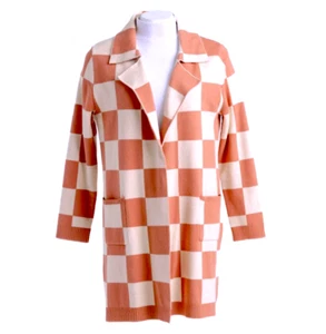 LuLaRoe 3XL Laura Lapel Open Longline Cardigan Spice & Cream Checker - Picture 1 of 5