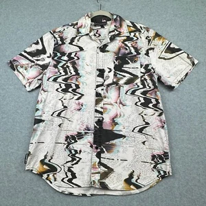 The Hundreds Shirt Mens L Still Around Static TV VHS Button Up Embroidered S/S - Picture 1 of 9