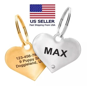 Custom Shiny Heart Cute Pet Tag Sparkling crystal bling name Boy & Girl Dog tag - Picture 1 of 6