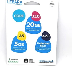 Lebara Karta SIM Telefon komórkowy 3 w 1 Nano Micro Standard - Zdjęcie 1 z 11