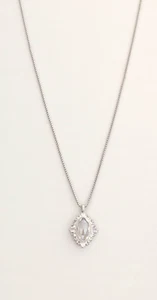 Kendra Scott Rhodium Plated Long Adjust. Faceted Lustre Glass Pendant Necklace - Picture 1 of 7