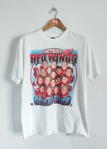 Rare Vintage Detroit Red Wing 1997 Champion Caricature 2side t shirt NHL Hockey Cover