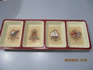 4 Sect. Stoneware Weather vane Serving Dish Penny Home CollECTION - Picture 1 of 6