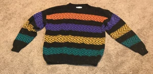 VTG Sweater Women 80s Multi Color Big Striped JA Jane Adam See Description Size - Picture 1 of 9