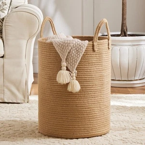 Woven Laundry Hamper 58L Tall Storage Basket for Blanket - Picture 1 of 7