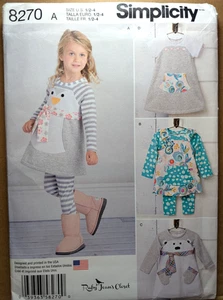 Simplicity 8270 Toddler 1/2-4 Girls Knit Dress Tunic & Leggings Ruby Jeans Uncut - Picture 1 of 3