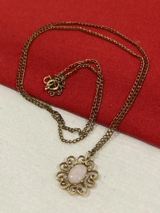 Vintage DCE DEC 1/20 14k G.F. Gold Filled Faux Opal Pendant & Necklace 18” - Picture 1 of 18