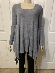 We The Free People Asymmetric Tunic Shirt Gray Laganlook Oversized Thermal Med - Picture 1 of 6