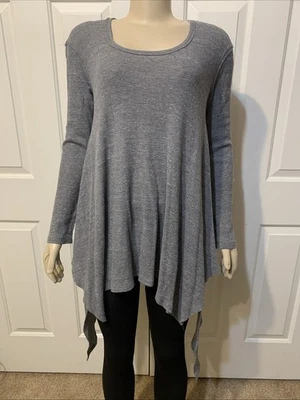 We The Free People Asymmetric Tunic Shirt Gray Laganlook Oversized Thermal Med - Image 1 of 4