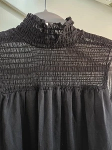 H&M Black Chiffon smocking Dress high neck Size 8 Excellent Condition Used Twice - Picture 1 of 10