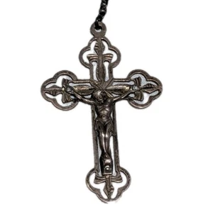 Vintage Catholic Rosary Beads Filigree Sterling Silver Austrian Crystal Patina - Picture 1 of 13