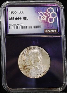 1956 50c Franklin Half NGC MS 66+ (Plus) FBL Full Bell Lines Trader Bea Slab - Picture 1 of 2