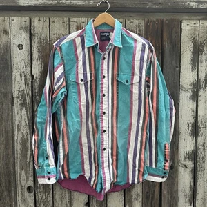 Camisa de Colección Wrangler Brushpopper Rayas Western Para Hombre Con Botones Colas X Largas - Imagen 1 de 4