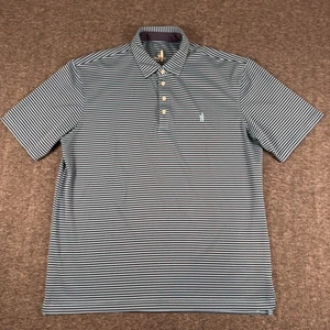 Johnnie-O Polo Shirt Mens Large Navy Cayman Midnight Stripe Golf Performance - Picture 1 of 9