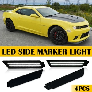 4Pcs For 2010-2015 Camaro Chevy White LED Side Marker Light Smoke Housing Lamps - Picture 1 of 11