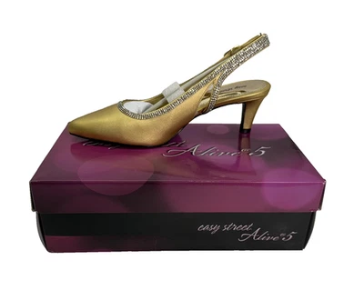 Sapatos femininos Easy Street Alive 5 tamanho 8.5 cetim brilho dança salto flexível pedras - Imagem 1 de 4
