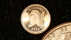 MINIATURE COIN 1793 LIBERTY CAP HALF CENT PROOF LIKE COPPER - Picture 1 of 2