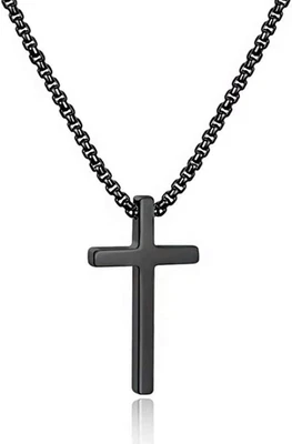 Collar Cruz M MOOHAM para Hombre, Plata Negro Oro Acero Inoxidable Cruz Lisa P Foto 1 de 4
