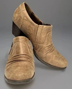 Barefoot Rylie Ankle Boots Sz 9M Brown Zip Stretch Panel Heels - Picture 1 of 23