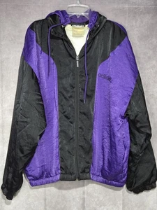 Vintage Adidas Puffy Jacket Mens Large Zipped Sports Jacket Purple/Black 90s Y2K - Picture 1 of 8